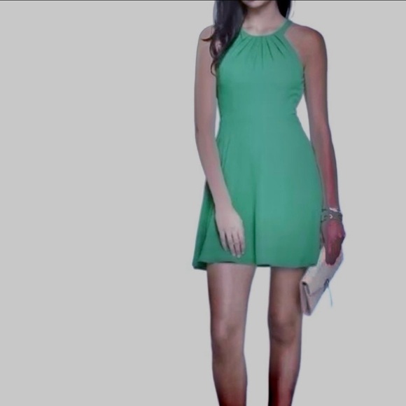 Open Back Halter Dress Green Chiffon Holiday Dress Many Occasions All Seasons - Picture 6 of 8